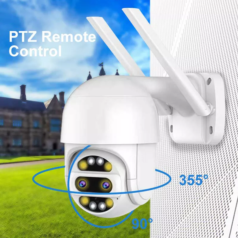 Dual Lens 4MP 4K 8MP Icsee WiFi Outdoor Wireless Security Dome WiFi PTZ Camera